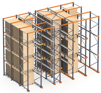 one access aisle Drive in industrial pallet racks for warehouse storage ...