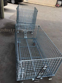 Customized Galvanized Collapsible Wire Cage Conveyable With Casters 6mm Thickness