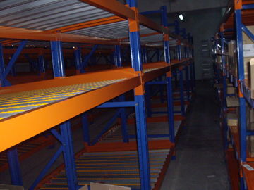 Blue / orange pallet flow racking , high density industrial storage shelves
