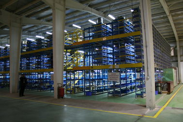 Multi-tier Steel Flooring Industrial Mezzanine Floors Blue / Yellow With 7.5m Height