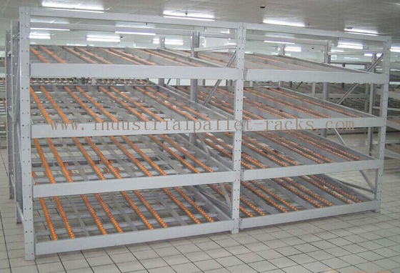 Buy Rolling Section Carton Flow Rack 4 Beam Level Light Duty Movable Storage Management online manufacture