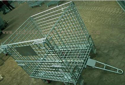 Buy Cargoes Transport Heavy Duty Foldable Wire Container With Connector / Four Wheels online manufacture