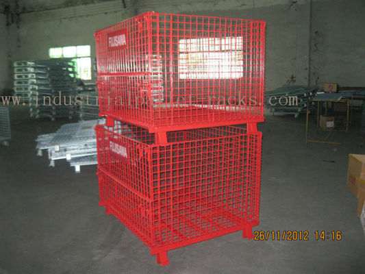 Buy Epoxy Powder Coating Painting Red Wire Mesh Container Heavy Weight 2000lbs Loaded online manufacture