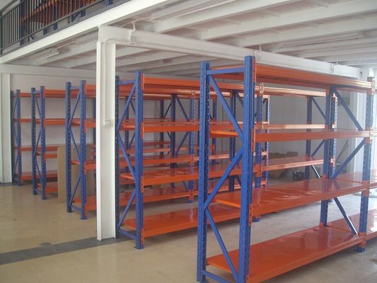 Buy 500kg cold rolled medium duty shelving , custom Blue / Orange long span shelving online manufacture