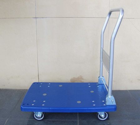 Buy 300kg Movable plastic platform trolley with blue plastic board , Blue / grey online manufacture