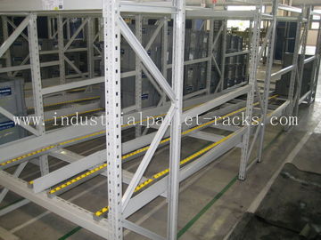 Rolling Section Carton Flow Rack 4 Beam Level Light Duty Movable Storage Management