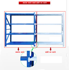 Blue / Grey Steel Storage Racks Medium Duty Shelving In Warehouse Management