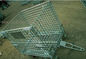 Cargoes Transport Heavy Duty Foldable Wire Container With Connector / Four Wheels