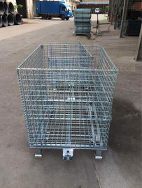 Customized Galvanized Collapsible Wire Cage Conveyable With Casters 6mm Thickness