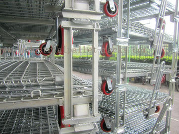 Customized Galvanized Collapsible Wire Cage Conveyable With Casters 6mm Thickness