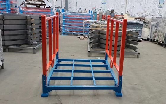 Heavy Duty foldable pallet cages In Warehouse Space Saving blue and orange