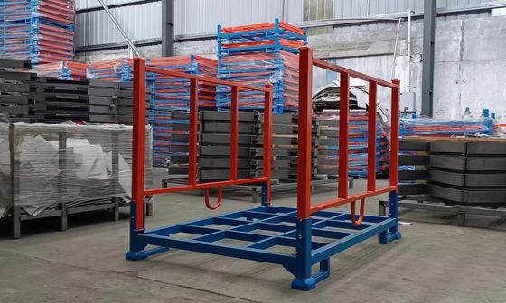 Heavy Duty foldable pallet cages In Warehouse Space Saving blue and orange