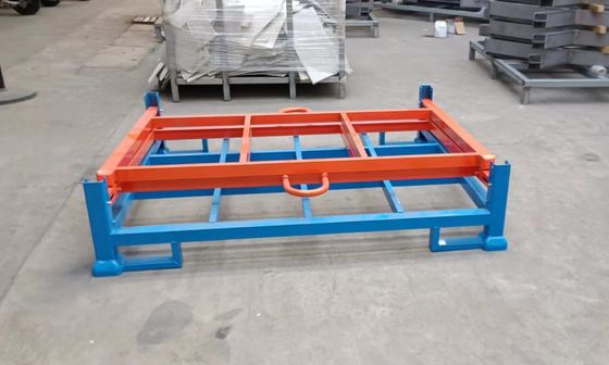 Heavy Duty foldable pallet cages In Warehouse Space Saving blue and orange