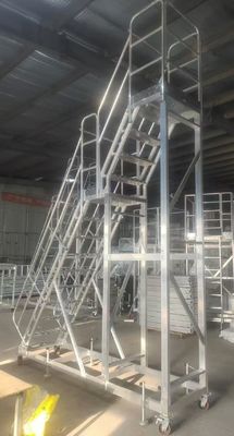 4m Height Light Aluminum Ladder in Two Levels Easy Moving for Warehouse Shelving Rack Use