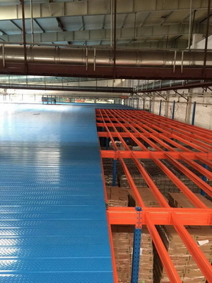 Heavy /Medium Duty Multi-level Steel Platform Industrial Mezzanine Floors in Blue and Orange Color