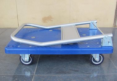 300kg Movable plastic platform trolley with blue plastic board , Blue / grey