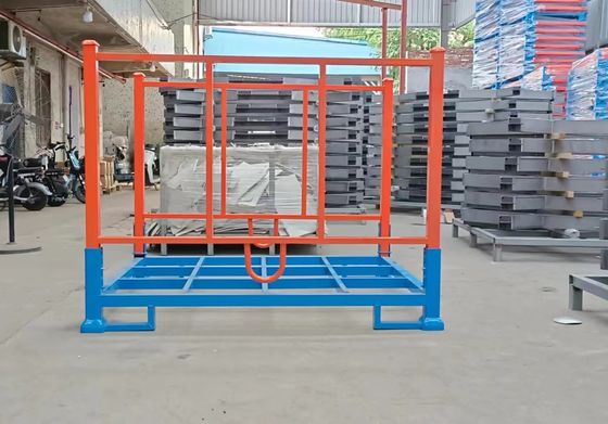 Heavy Duty foldable pallet cages In Warehouse Space Saving blue and orange