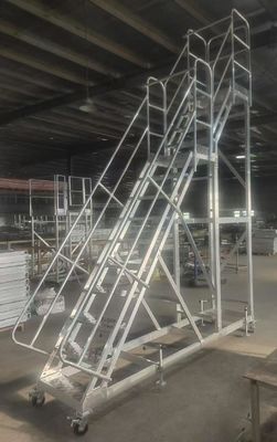 4m Height Light Aluminum Ladder in Two Levels Easy Moveing for Warehouse Shelving Rack Use